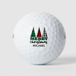 Frohe Weihnachten Moderne Karierte Bäume Personali Golfball