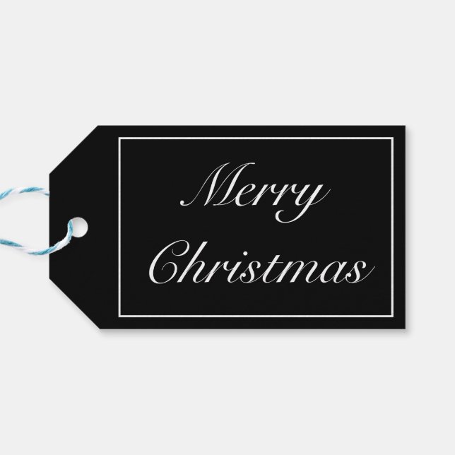 Frohe Weihnachten Moderne Minimalistisch Schwarz-w Geschenkanhänger (Rückseite Horizontal)