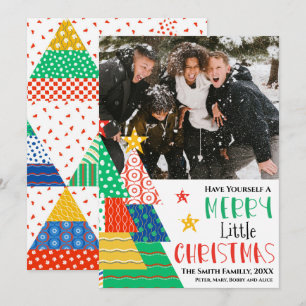 Frohe Weihnachten Moderne Patchwork-Weihnachtsbäum Karte