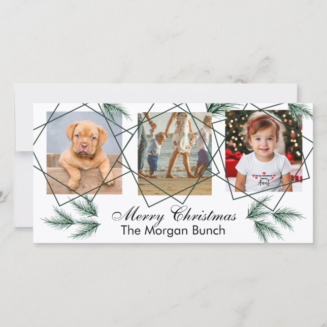 Frohe Weihnachten Moderne Pinenedle 3 Foto Collage (Vorderseite)
