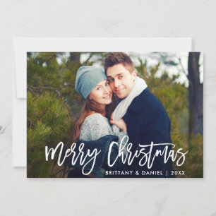 Frohe Weihnachten Moderne Pinsel Script Foto Card Einladung