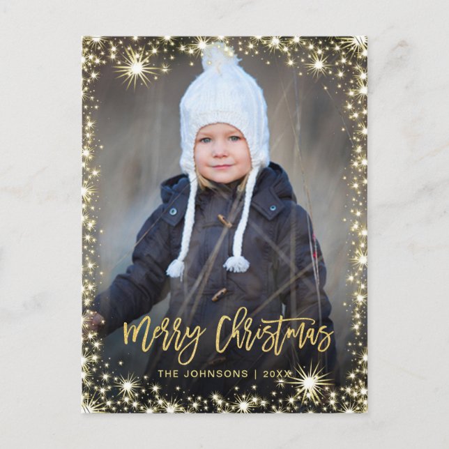 Frohe Weihnachten Moderne Pinselschrift FOTO Gruß Postkarte (Vorderseite)