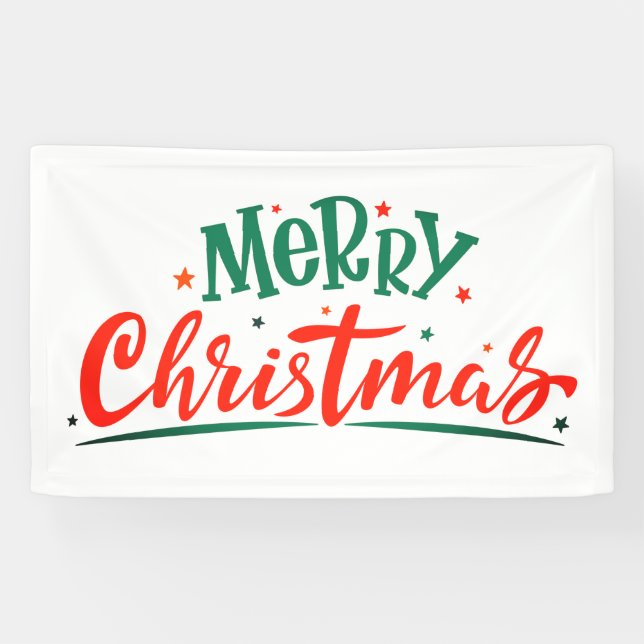 Frohe Weihnachten Moderne rote grüne Schrift Banner (Horizontal)