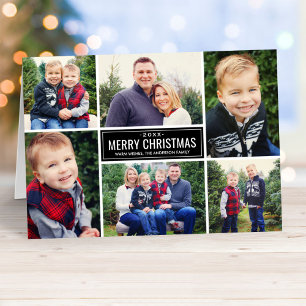 Frohe Weihnachten Moderne Rote Karo Foto Collage