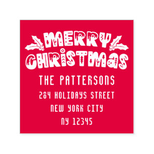 Frohe Weihnachten Moderne Script Name Rücksendeadr Permastempel