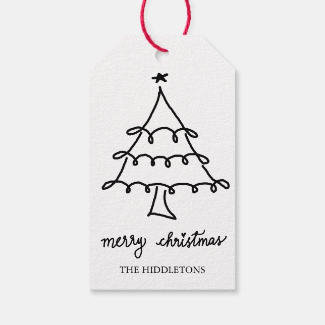 Frohe Weihnachten Moderne Script Weihnachtsbaum Geschenkanhänger (Rückseite)