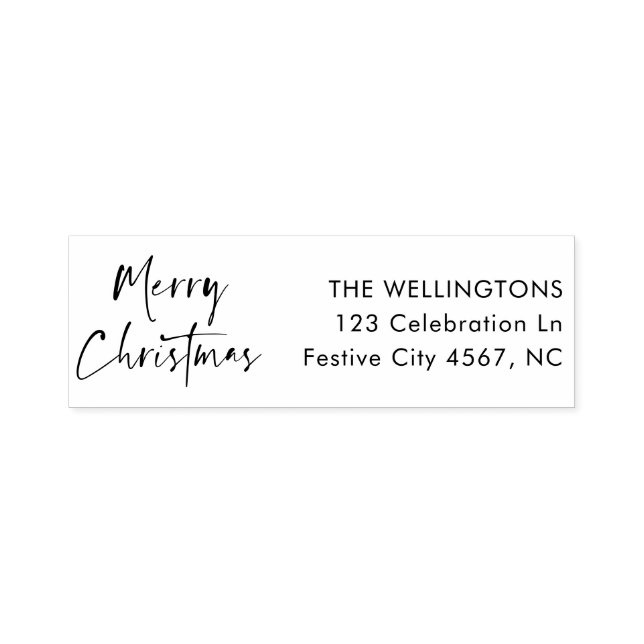 Frohe Weihnachten Moderne Skriptfamilie Name Adres Permastempel (Design)