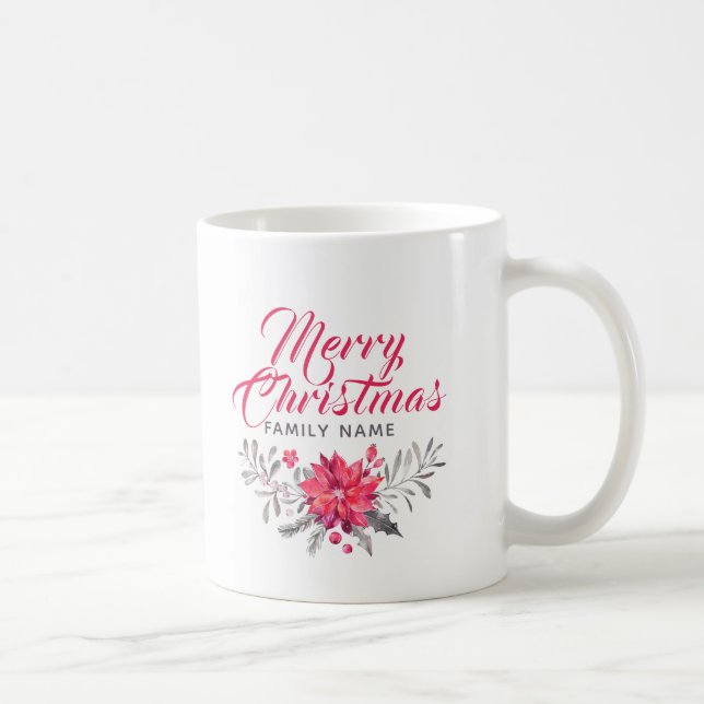 Frohe Weihnachten Moderne Typografie & Bouquet Kaffeetasse (Rechts)