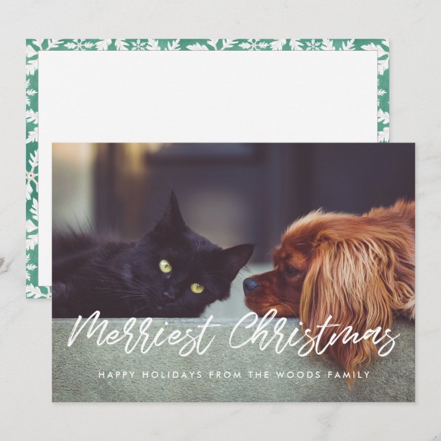 Frohe Weihnachten Moderne Typografie Familie Foto (Vorne/Hinten)