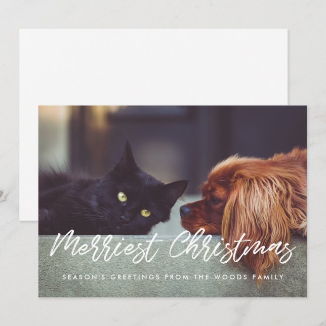 Frohe Weihnachten Moderne Typografie Familie Foto (Vorne/Hinten)