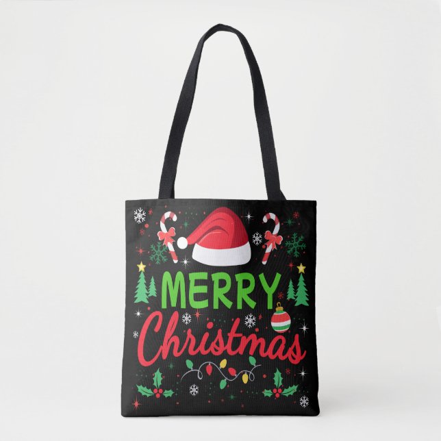 Frohe Weihnachten Moderne Typografie Familie Xmas Tasche (Vorderseite)
