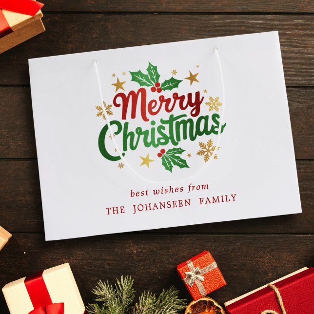Frohe Weihnachten Moderne Typografie Festivals Fam Große Geschenktüte (Von Creator hochgeladen)