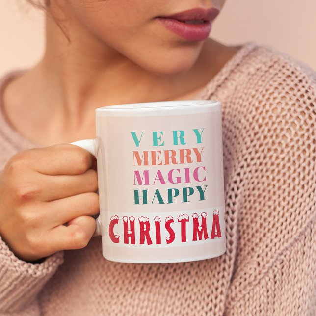 Frohe Weihnachten Moderne Typografie individuelle  Kaffeetasse (Von Creator hochgeladen)