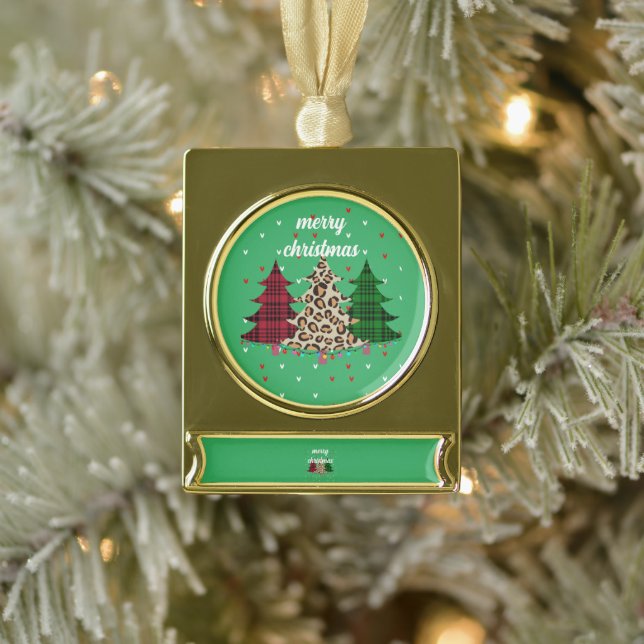 Frohe Weihnachten Moderne und Elegant Banner-Ornament Gold (Baum)