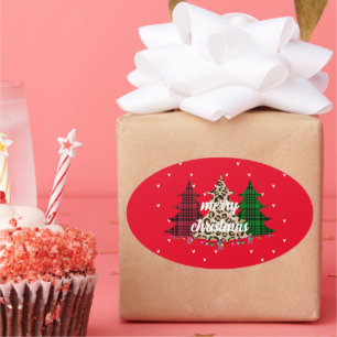 Frohe Weihnachten Moderne und Elegant Ovaler Aufkleber