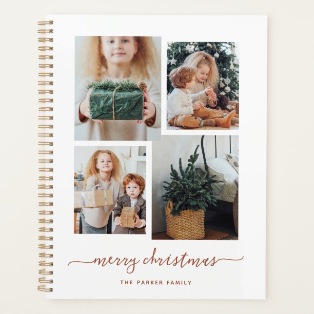 Frohe Weihnachten | Moderne vier FotoCollage Planer (Vorderseite)