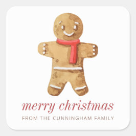Frohe Weihnachten Moderne Wasserfarbe Lebkuchen Ma Quadratischer Aufkleber