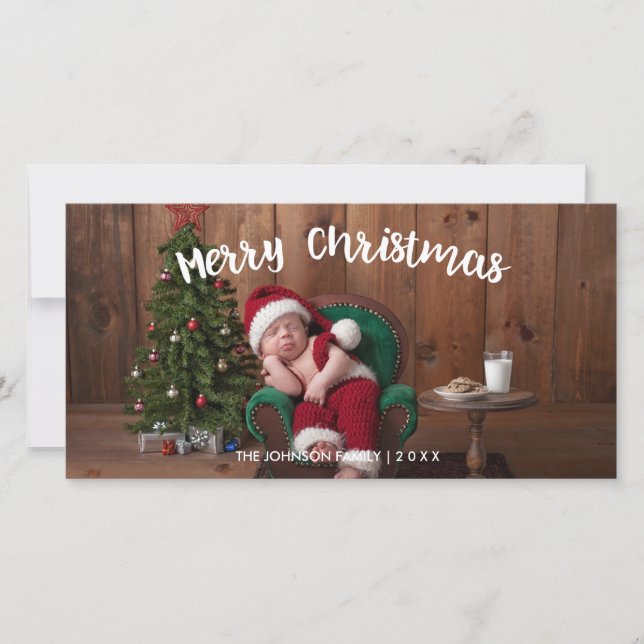 Frohe Weihnachten Moderne Weihnachtsfotokarte (Vorderseite)