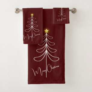 Frohe Weihnachten Moderner Abstrakter Weihnachtsba Badhandtuch Set