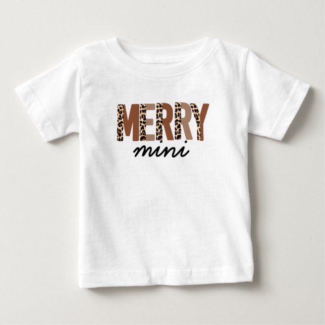 "Frohe Weihnachten" Moderner Farbblock Leopard Boh Baby T-shirt (Vorderseite)