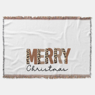 "Frohe Weihnachten" Moderner Farbblock Leopard Boh Decke