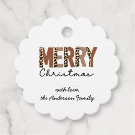 "Frohe Weihnachten" Moderner Farbblock Leopard Boh Geschenkanhänger