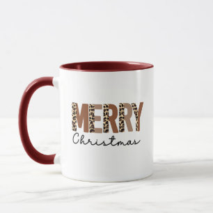 "Frohe Weihnachten" Moderner Farbblock Leopard Boh Tasse