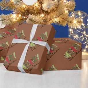 "Frohe Weihnachten" Moderner, farblich blockierter Geschenkpapier