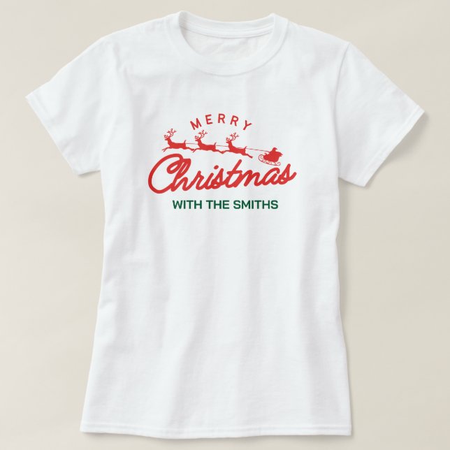 Frohe Weihnachten Moderner Minimalistischer Famili T-Shirt (Design vorne)