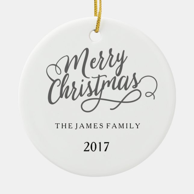 Frohe Weihnachten Moderner Name Keramikornament (Vorne)