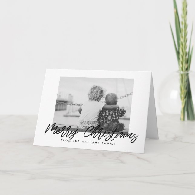 Frohe Weihnachten Moderner Schwarzer Schriftart (Vorderseite)