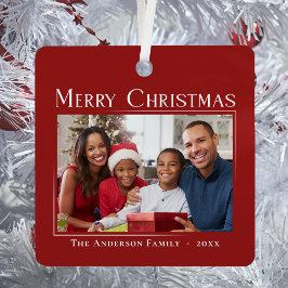 Frohe Weihnachten Moderner Stil Elegantes Foto Ornament Aus Metall