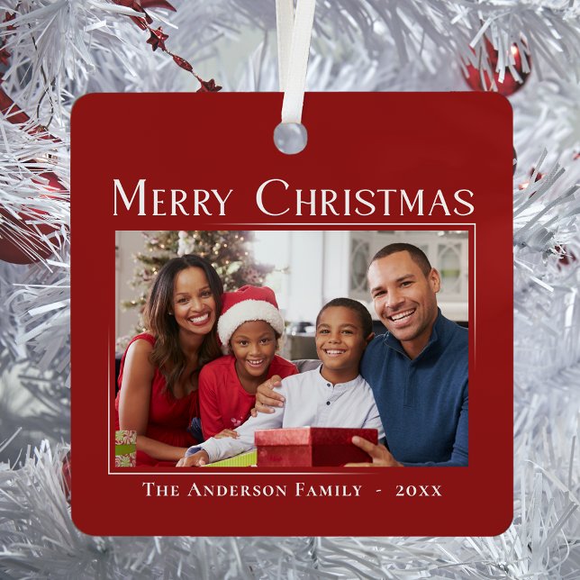 Frohe Weihnachten Moderner Stil Elegantes Foto Ornament Aus Metall (Von Creator hochgeladen)