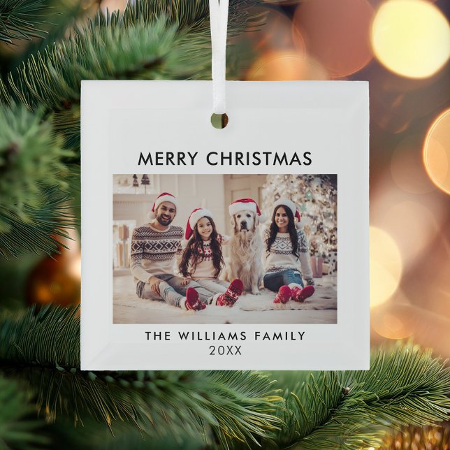 Frohe Weihnachten Moderner Urlaub Ornament Aus Glas (Von Creator hochgeladen)