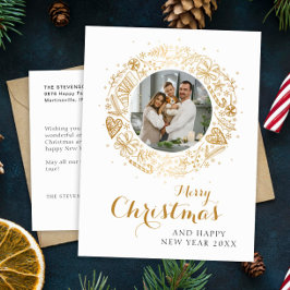 Frohe Weihnachten Moderner Weihnachtskranz im Foto