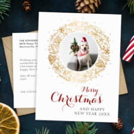 Frohe Weihnachten Moderner Weihnachtskranz im Foto