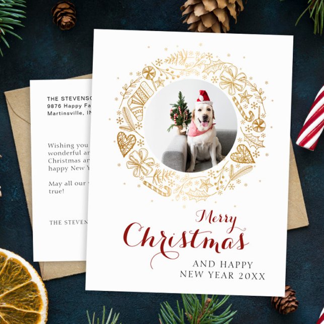 Frohe Weihnachten Moderner Weihnachtskranz im Foto (Von Creator hochgeladen)