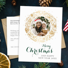 Frohe Weihnachten Moderner Weihnachtskranz im Foto