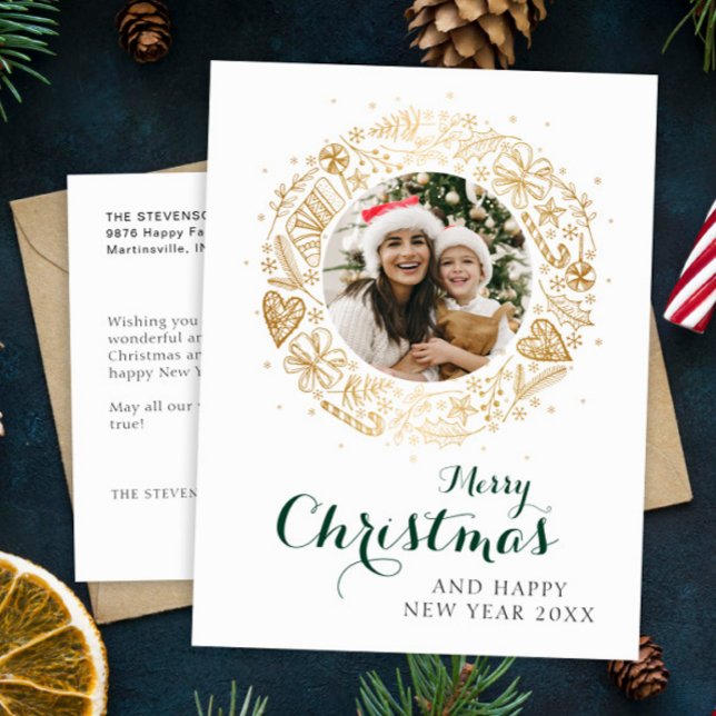 Frohe Weihnachten Moderner Weihnachtskranz im Foto (Von Creator hochgeladen)