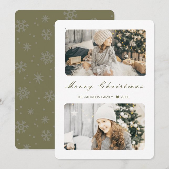 Frohe Weihnachten Modernes 2-Foto (Vorne/Hinten)