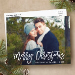 Frohe Weihnachten Modernes Brush Script-Foto Postkarte<br><div class="desc">Modern Brush Script Frohe Weihnachten Foto Postcard</div>