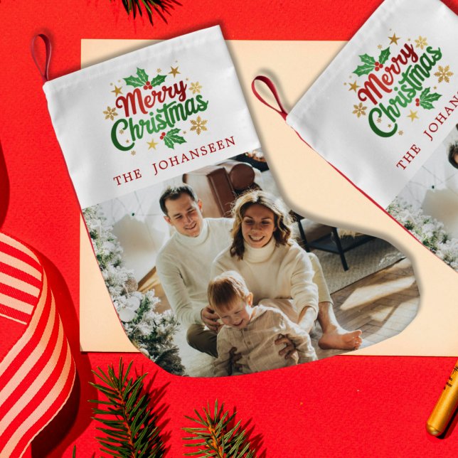 Frohe Weihnachten Modernes Classic Foto Kleiner Weihnachtsstrumpf (Von Creator hochgeladen)