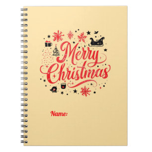 Frohe Weihnachten Modernes Design Rot und Weiß Notizblock