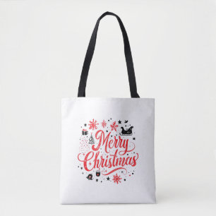 Frohe Weihnachten Modernes Design Rot und Weiß Tasche