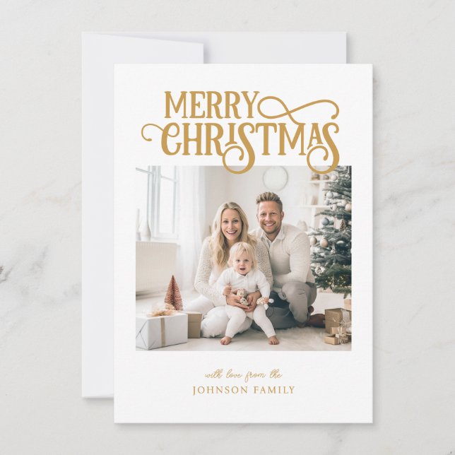 Frohe Weihnachten! Modernes, einfaches Foto Feiertagskarte (Vorderseite)