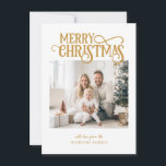 Frohe Weihnachten! Modernes, einfaches Foto Feiertagskarte<br><div class="desc">Kundenspezifische "Frohe Weihnachten" Foto-Urlaubskarte. Modern & einfach für Papier- und Digitalliebhaber in Print und Download.</div>