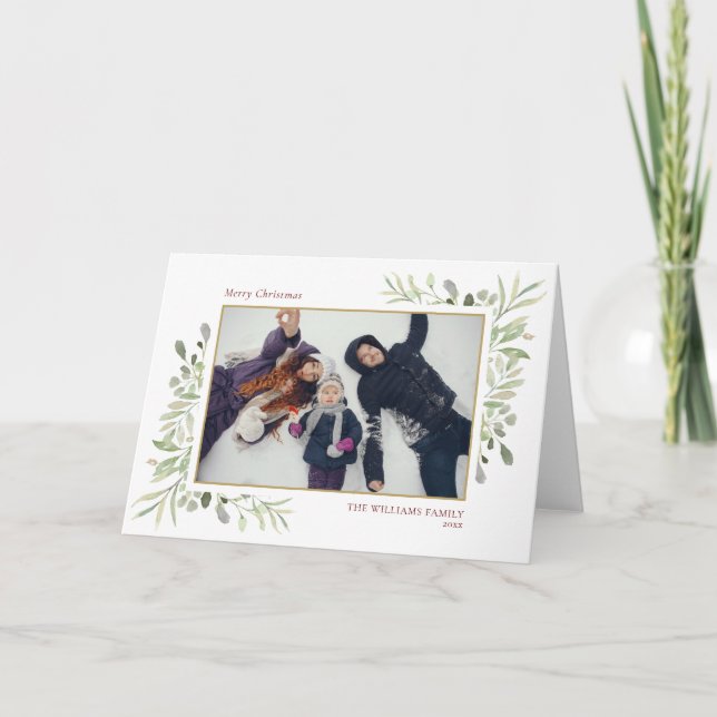 Frohe Weihnachten Modernes Foto Elegante Grüne (Vorderseite)