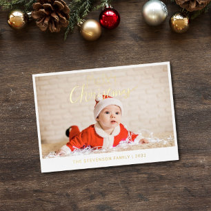 Frohe Weihnachten Modernes Foto Gold Folien Feiertagskarte