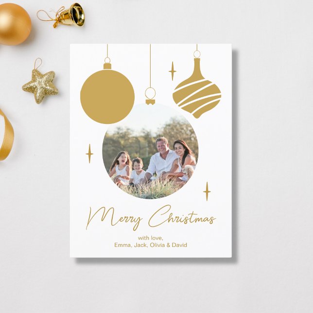 Frohe Weihnachten Modernes Foto Gold Script (Merry Christmas Modern Photo Gold Script Holiday Postcard by MINTIC DESIGN STUDIO)