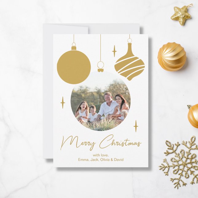 Frohe Weihnachten Modernes Foto Gold Script (Merry Christmas Modern Photo Gold Script Holiday Card by MINTIC DESIGN STUDIO)